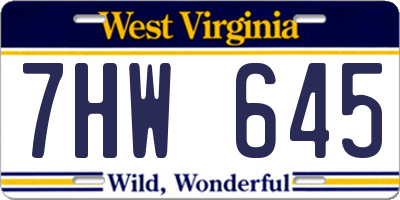 WV license plate 7HW645