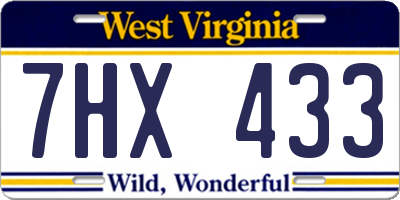 WV license plate 7HX433