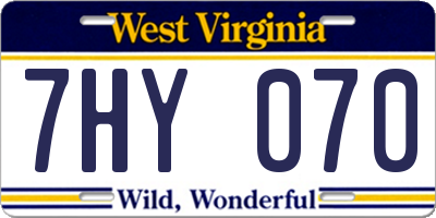 WV license plate 7HY070
