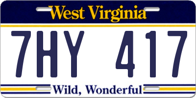 WV license plate 7HY417