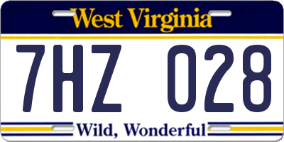 WV license plate 7HZ028