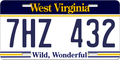 WV license plate 7HZ432