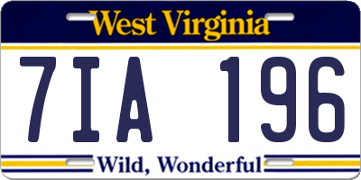 WV license plate 7IA196