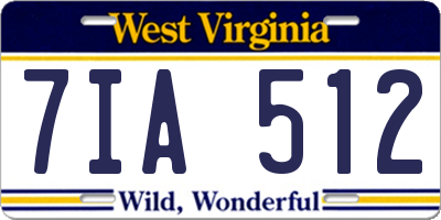 WV license plate 7IA512