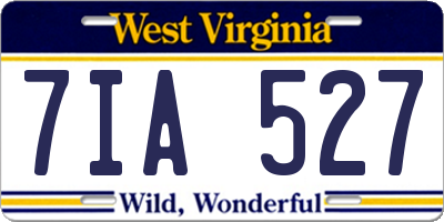 WV license plate 7IA527