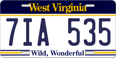 WV license plate 7IA535