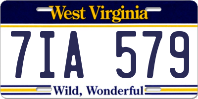 WV license plate 7IA579