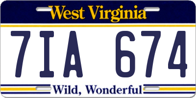 WV license plate 7IA674