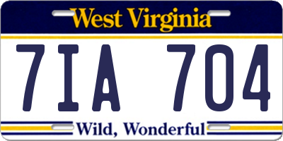 WV license plate 7IA704