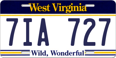 WV license plate 7IA727