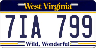 WV license plate 7IA799
