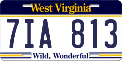WV license plate 7IA813
