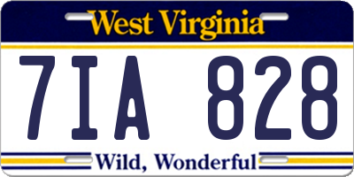 WV license plate 7IA828