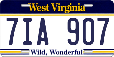 WV license plate 7IA907