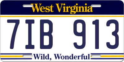 WV license plate 7IB913