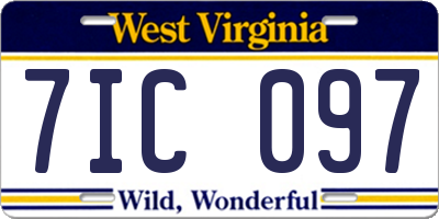 WV license plate 7IC097