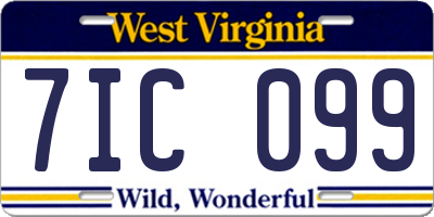WV license plate 7IC099
