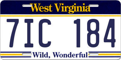 WV license plate 7IC184