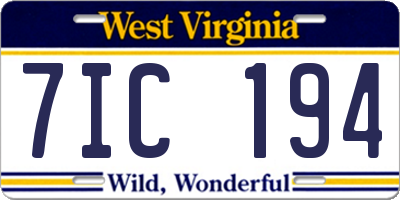 WV license plate 7IC194