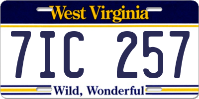 WV license plate 7IC257