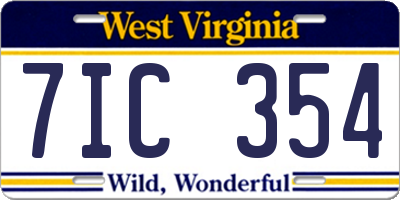 WV license plate 7IC354