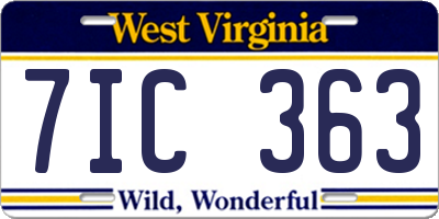 WV license plate 7IC363