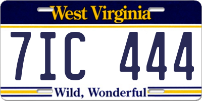 WV license plate 7IC444