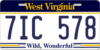 WV license plate 7IC578