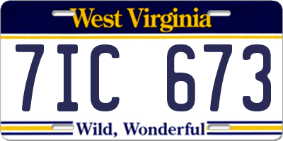 WV license plate 7IC673
