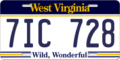 WV license plate 7IC728