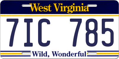 WV license plate 7IC785