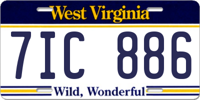 WV license plate 7IC886