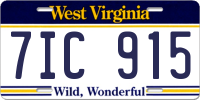 WV license plate 7IC915
