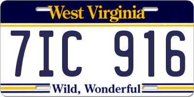WV license plate 7IC916