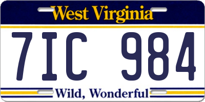 WV license plate 7IC984