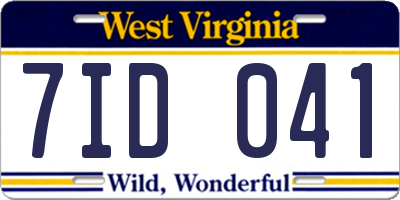 WV license plate 7ID041
