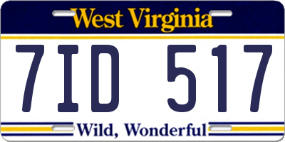 WV license plate 7ID517