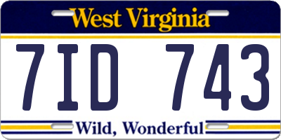 WV license plate 7ID743