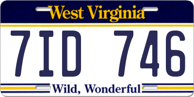WV license plate 7ID746
