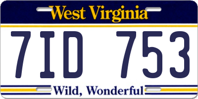 WV license plate 7ID753