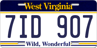 WV license plate 7ID907