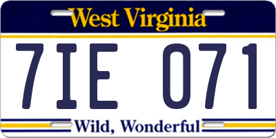 WV license plate 7IE071