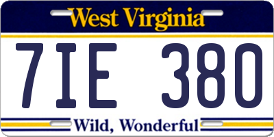 WV license plate 7IE380