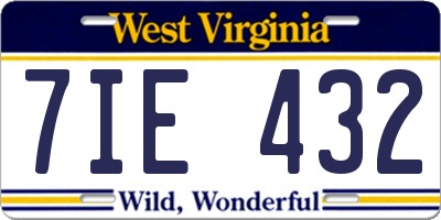 WV license plate 7IE432