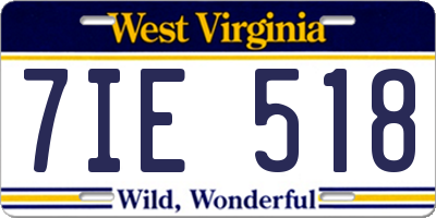WV license plate 7IE518