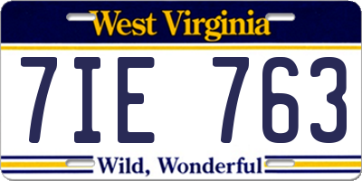 WV license plate 7IE763