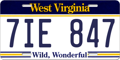 WV license plate 7IE847