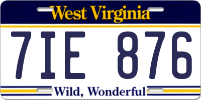 WV license plate 7IE876