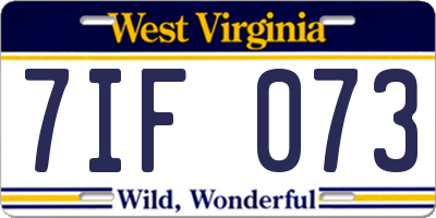 WV license plate 7IF073