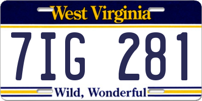 WV license plate 7IG281